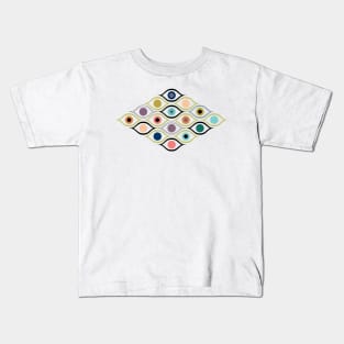 All Eyes Are On You - colourful abstract eyes on cream Kids T-Shirt